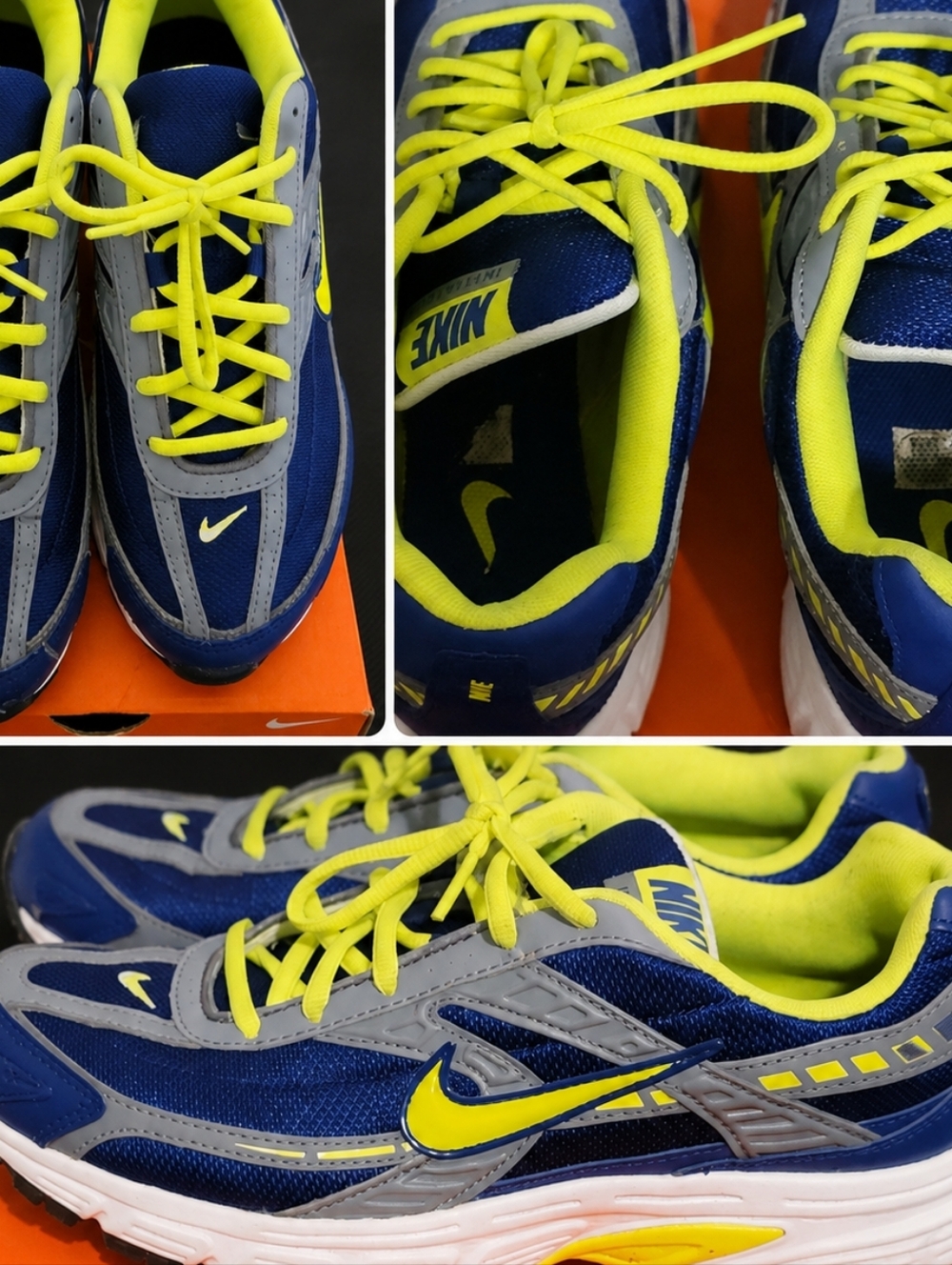 Nike Blue and Neon Yellow Men's Sneakers